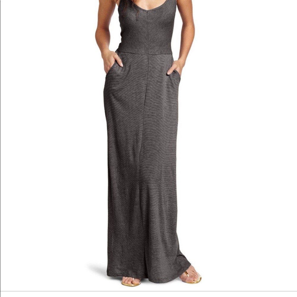 Volcom Knotty Girl Maxi Dress M dark Grey and Black NWOT